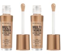 Rimmel Multi Tasker Better Than Filters, 001 Fair, 3 in 1 Face Primer, Glow Booster and Highlighter, Flawless Finish, Infused with Vitamin C and E, Maxi Soft Applicator, Vegan, 30ml (Pack of 2)