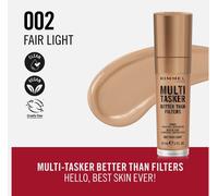 Rimmel Multi Tasker Better Than Filters, 002 Fair Light, 3 in 1 Face Primer, Glow Booster and Highlighter, Flawless Finish, Infused with Vitamin C and E, Maxi Soft Applicator, Vegan, 30ml
