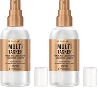 Rimmel Multi-Tasker Setting Spray, 3-in-1 Hydrating Primer & Mist, All Day Setting Power, Refreshes Dull & Dry Skin, Oil-Free, Infused with Cucumber & Chamomile, Vegan, 100ml (Pack of 2)