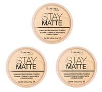 RIMMEL STAY MATTE LONG LASTING PRESSED POWDER 001 Transparent x3