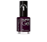 Rimmel Super Gel, 64 Plum Pudding, Long-Lasting Nail Polish, Glazed Finish, Easy Application, Gel-like Manicure, Chip Resistant, Clean Formula, 12ml