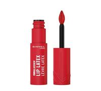 Rimmel Thrill Seeker Lip Latex, 400 Rimmel Red, Ultra-Smooth Finish, Lasts All Day, Transfer-Proof, Infused with Aloe Vera, Hyaluronic Acid and Vitamin E, Diamond-Like Shape Applicator, Vegan