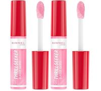 Rimmel Thrillseeker Glassy Gloss 150 Pink Candy, Hydrating Shine, Hyaluronic Acid, Anti-Oxidant Complex, Non-Sticky, Big Applicator, Healthy-Looking Lips, Delicious Scent, Vegan, Cruelty Free