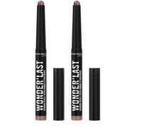 Rimmel Wonder'Last Shadow Stick, 002 Choco Shimmer, Easy To Apply, One Swipe Eyeshadow, Lasts All Day, Ultra-Creamy Formula, Buildable, Smudgeproof, Vegan (Pack of 2)