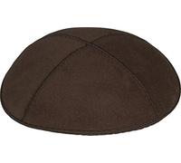 Rimmon Judaica Plain Genuine Suede Kippah with 4 Sections, Brown, Medium