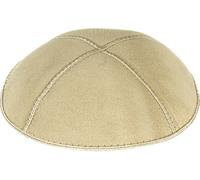 Rimmon Judaica Plain Genuine Suede Kippah with 4 Sections, Tan, Medium