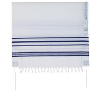 Rimmon Judaica Pure Wool Tallit Prayer Shawl with Tzitzit, Blue and Silver Stripes, Size: 50, 120cm x 170cm