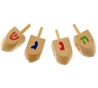 Rimmon Judaica Wooden Hanukkah Dreidels with Coloured Letters, 4cm (Pack of 4)