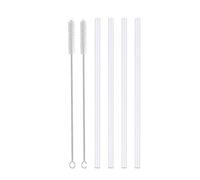 Rimoleur Straws Set for Yeti Rambler Bottle, Including 4pcs Replacement Straws and 2pcs Cleaning Brush, 8.27 inch Length Cuttable Drinking Straws Reusable Replacement Straws