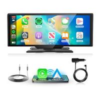Rimoody 10.26 Inches Wireless CarPlay Android Auto Screen Portable Car Stereo, Touchscreen Portable CarPlay Screen Car Radio with Siri Bluetooth FM transmit Voice Control CarPlay Screen 9V-36V