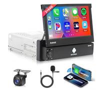 Rimoody 2G+64G Android Single Din Car Stereo with Wireless Carplay Android Auto 1 DIN 7 Inch Flip Out Touch Screen Bluetooth Car Radio GPS WiFi FM RDS Radio Mirror Link Backup Camera