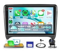 Rimoody 4G+128G Car Stereo for Audi TT MK2 8J 2008-2014 Wireless CarPlay Android Auto, Android 15 Car Radio 9'' In-Cell Touch Screen/GPS/Bluetooth 5.0/FM RDS/EQ/Wi-Fi/Mirror Link, AHD Rear Camera