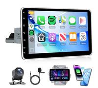 Rimoody 4G+64G Android Single Din Car Stereo with Wireless Carplay Android Auto 10 Inch Rotate Touch Screen Car Radio FM/RDS, WIFI, GPS Navigation, EQ, Bluetooth, SWC, Backup Camera