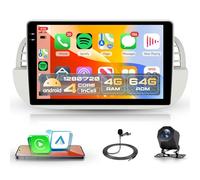 Rimoody 4G+64G Car Stereo for Fiat 500 2007-2015 Wireless CarPlay Android Auto, Android 15 Car Radio 9'' In-Cell Touch Screen/GPS/Bluetooth 5.0/FM RDS/EQ/Wi-Fi/Mirror Link, AHD Rear Camera