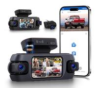 Rimoody 4K WIFI Car Dash Cam Front Rear Inside Left Right 4 Channel 360 Dashcam Super Night Vision, App Control, G-sensor, GPS, Reversing Assistance, Loop Recording, 64G SD Card