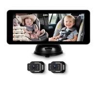 Rimoody 6.86'' Baby Car Camera for 2 Kids HD Bual Rear Facing for Baby, Car Camera for Baby Night Vision Wide View Angle Reusable Sucker Bracket, Easy Install 360° Adjustable