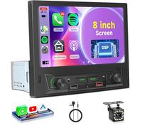 Rimoody 8 Inch Single Din Wireless Carplay Android Auto Car Radio, Touch Screen Car Stereo Bluetooth Mirror Link FM DSP Online Video Backup Camera
