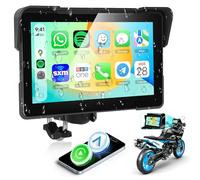 Rimoody Motorcycle Carplay Screen Wireless Android Auto for Moto Airplay Android Cast, 7 Inches Waterproof Touchscreen Motorbike Car Play Motorcycle Sat Nav, EQ, Bluetooth,
