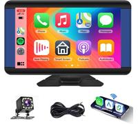 Rimoody Portable Car Stereo Wireless Carplay Android Auto,7 Inch Touch Screen Radio Bluetooth Hands-Free/Mirror Link/Navigation/Voice Control/TF Card/AUX Cable,for All Vehicles + Backup Camera