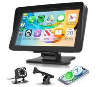 Rimoody Wireless CarPlay Screen Portable Car Radio with Backup Camera Android Auto Screen, 7 Inch Touchscreen Bluetooth Portable Car Radio with FM Transmitter Voice Control