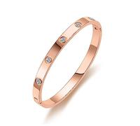 RIMRIVA Gold Bracelets for Women 14K Gold Plated Friendship Love Bangle Bracelets Cubic Zirconia Stainless Steel Bracelet Jewelry Christmas Valentines Birthday Gifts for Women, Medium, Stainless Steel