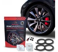 Rimsavers Black Alloy Wheel Protectors - Fits Up to 24” x 4 Wheels | Ideal for Flat Edge Rims | 3 Colour Options | Easy DIY Fit | Protects Against Kerb Rash | Car Exterior Accessory