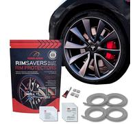 Rimsavers Grey Alloy Wheel Protectors - Fits Up to 22” x 4 Wheels | Ideal for Flat Edge Rims | 3 Colour Options | Easy DIY Fit | Protects Against Kerb Rash | Car Exterior Accessory