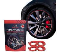 Rimsavers Red Alloy Wheel Protectors - Fits Up to 24” x 4 Wheels | Ideal for Flat Edge Rims | 3 Colour Options | Easy DIY Fit | Protects Against Kerb Rash | Car Exterior Accessory