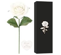 Rimvoe 1st Year Anniversary Keepsake Paper Rose, Handmade Paper Gift for 1 Year Anniversary, with Message Card - One Year Down, Forever to Go (White)