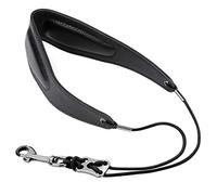 Rinastore Saxophone Strap Genuine Leather Sax Neck Strap with Soft Thick Pad for Soprano Tenor Alto Sax and Clarinets Oboes