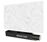 Rinaze Extra Large Gaming Mouse Pad with White Topographic, XXL Mousepad, Big Mouse Mat Desk Pad, Non Slip Keyboard Pad for Gaming Computer Laptop PC Office Desk Accessories