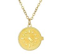 Rinbuz Time Watche Stainless Steel Necklace for Women, Dainty Clock Pendant Simple Everyday Necklace Time is Life Jewelry Gift, Stainless Steel, No Gemstone