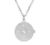 Rinbuz Time Watche Stainless Steel Necklace for Women, Dainty Clock Pendant Simple Everyday Necklace Time is Life Jewelry Gift, Stainless Steel, No Gemstone