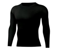 RINCS Essentials Compression Base Layers -Athletic Shirt, Moisture Wicking Thermal Power Innerwear Top, Long Sleeve Body Fit, Running Training Fitness (M, Black)