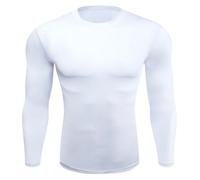 RINCS Essentials Compression Base Layers -Athletic Shirt, Moisture Wicking Thermal Power Innerwear Top, Long Sleeve Body Fit, Running Training Fitness (S, White)