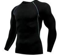 RINCS Essentials Fast Dry Compression Base Layers - Mens Activewear Sports Accessories, Moisture Wicking Thermal Innerwear Top, Long Sleeve Shirt, Training Exercise Fitness (S, Black)