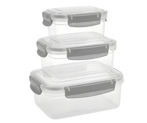 RINCS Essentials Nestled Flat Clip Lock Food Storage Containers-3 pack Airtight Leakproof Lunch Boxes with Silicone Seal | BPA free Plastic Food Storage Boxes, stackable meal prep containers