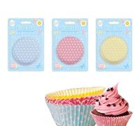 RINCS Essentials Pack of 3 x 60 Printed Paper Cupcake Cases - 180 Non-Stick Polka Dot Cupcake Liners | Assorted Blue, Pink & Yellow Muffin Baking Cups | Pastel Paper Cases for Cupcakes & Muffins