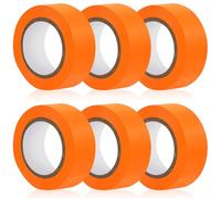 Rindion 6 Rolls Orange Flagging Tape, 0.7inch X 590ft Non-Adhesive Neon Marking Tape, Plastic Survey Ribbon Rolls for Location Marking, Cable Bundling, Tree Labeling, Hunting, Construction Sites