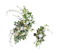 Rindow Wedding Arch Flowers Set of 2,White Artificial Floral Swags Wedding Arch Swag Wedding Welcome Sign Silk Flower Arrangements Arch Swag for Chair Arbor Car Wedding Table Centrepiece (White 6)