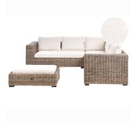 Beliani Garden Corner Sofa With Ottoman 5 Seater Rinella Grey Rattan