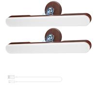 Rinfency 2PCS Makeup Mirror Lights Stick On Mirror, 4000mAH Rechargeable Battery Operated Dressing Table Lights, Touch Make Up Vanity Light, Screw-Free Portable LED Lamp Bathroom USB Lighting (Walnut)