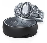 Rinfit Matching Silicone Rings for Couples - Silicone Wedding Bands Sets for Him and Her - His and Hers Ring - Patented Design, W:7/M:9, Silicone, No Gemstone