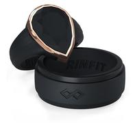 Rinfit Matching Silicone Rings for Couples - Wedding Bands for Him and Her - Emerald/Oversized Pear/Metal Pear & Infinity Patented Design, Women 8 & Men 9, Silicone & Stainless Steel, No Gemstone