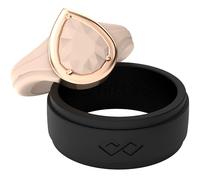 Rinfit Matching Silicone Rings for Couples - Wedding Bands for Him and Her - Emerald/Oversized Pear/Metal Pear & Infinity Patented Design, Women 6 & Men 8, Silicone & Stainless Steel, No Gemstone