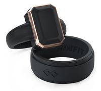Rinfit Matching Silicone Rings for Couples - Wedding Bands for Him and Her - Emerald/Oversized Pear/Metal Pear & Infinity Patented Design, Women 5 & Men 11, Silicone & Stainless Steel, No Gemstone