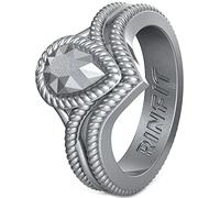 Rinfit Silicone Pear Engagement Ring - Women's Rubber Wedding Band - Black, Size 4