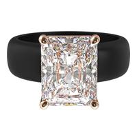 Rinfit Silicone Ring Emerald Cut Cubic Zirconia Solitaire Engagement Ring for Women Rubber Wedding Bands Patent Pending Design, Size 9, Silicone, Cubic Zirconia