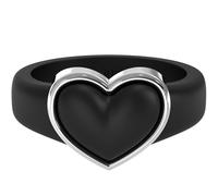 Rinfit Silicone Ring for Her - Stainless Steel Heart - Rubber Wedding Bands for Women - Patented Pending Design, Size 8, Silicone, No Gemstone