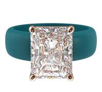 Rinfit Silicone Ring with Stone - Emerald Cut Cubic Zirconia Solitaire Engagement Ring for Women - Rubber Wedding Bands - Patent Pending Design, Size 9, Silicone, Cubic Zirconia